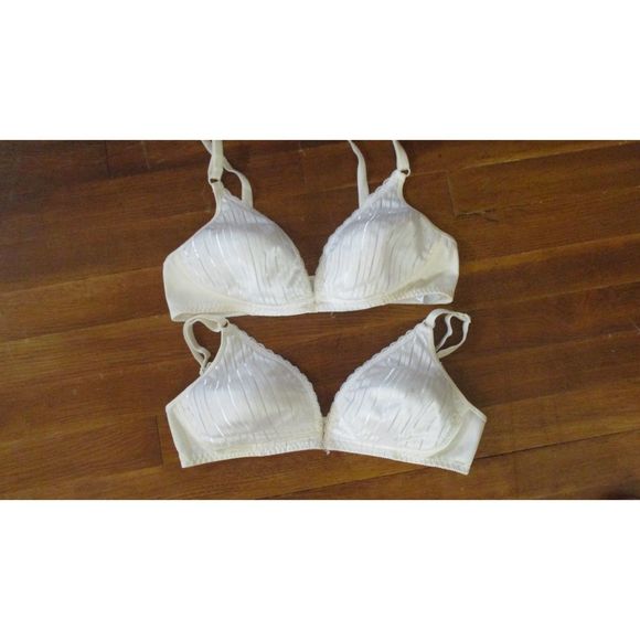 2 Vintage 80s Warner's Bright Stripes #1217 Bras front close Iconic!  36B - Picture 1 of 11